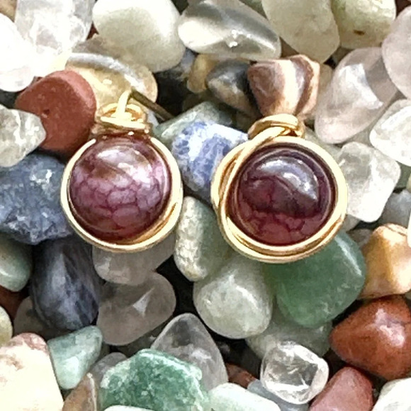 Alquimia Gold and Purple Earrings - Picture 1 of 8